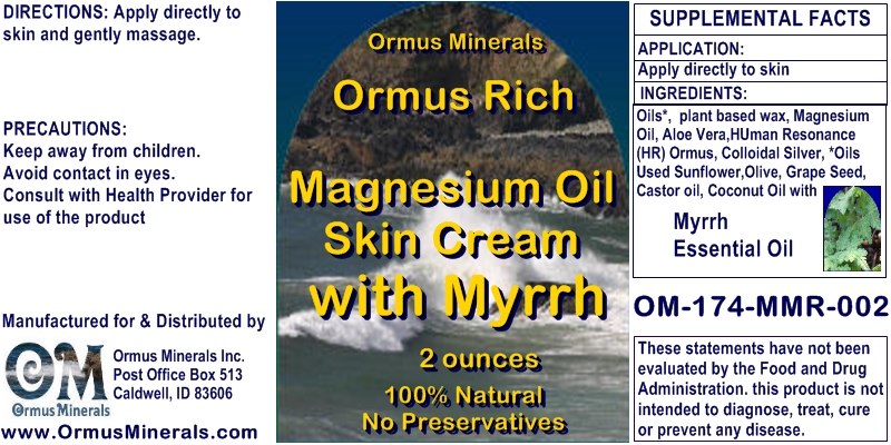 Ormus Minerals Ormus Rich Magnesium Oil Skin Cream with Myrrh