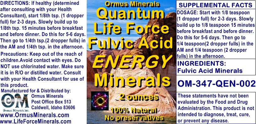 Ormus Minerals - Quantum Life Force Fulvic Acid Energy Minerals