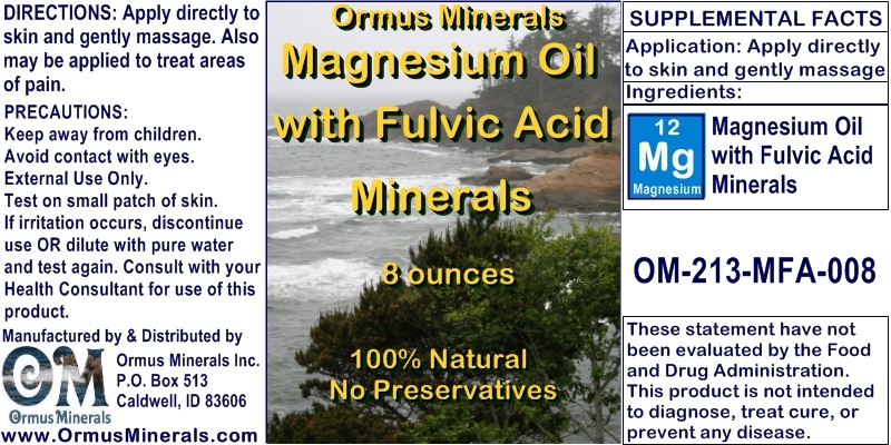 Ormus Minerals Magnesium Oil with Fulvic Acid Minerals