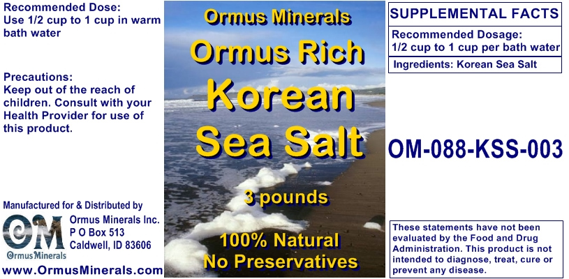 Ormus Minerals Ormus Rich Korean Sea Salts